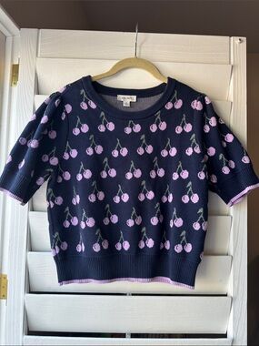 On 34th Cherry Cropped Retro Vintage Sweater Top Medium